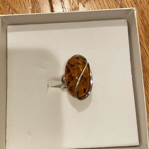 Sterling Silver Amber Ring
